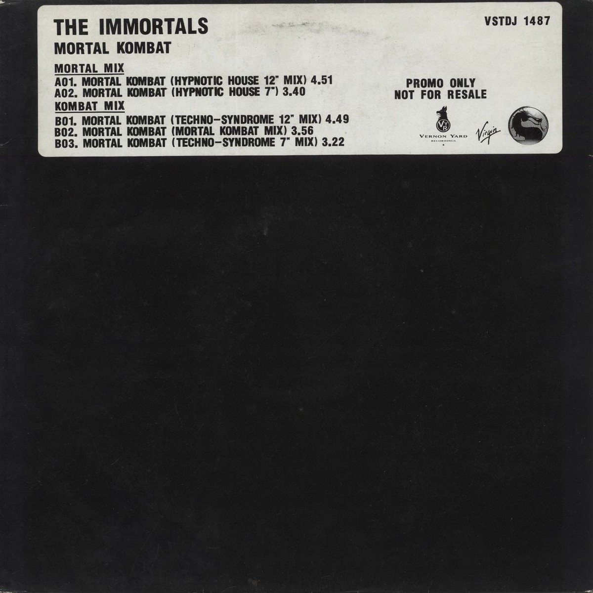 The Immortals (House) Mortal Kombat – Promo UK Promo 12 vinyl