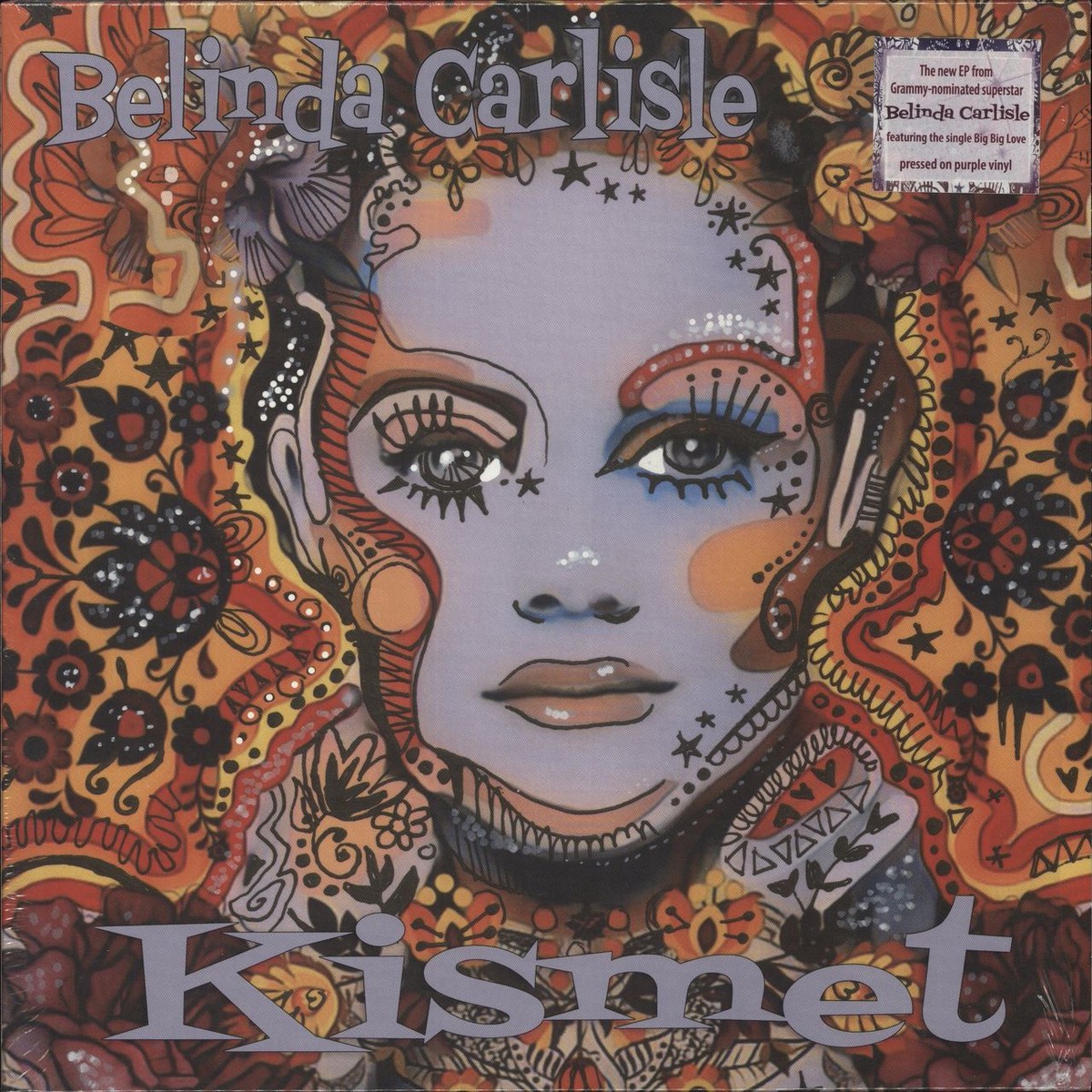 Belinda Carlisle Kismet – Purple Vinyl Autographed Print UK 12 vinyl