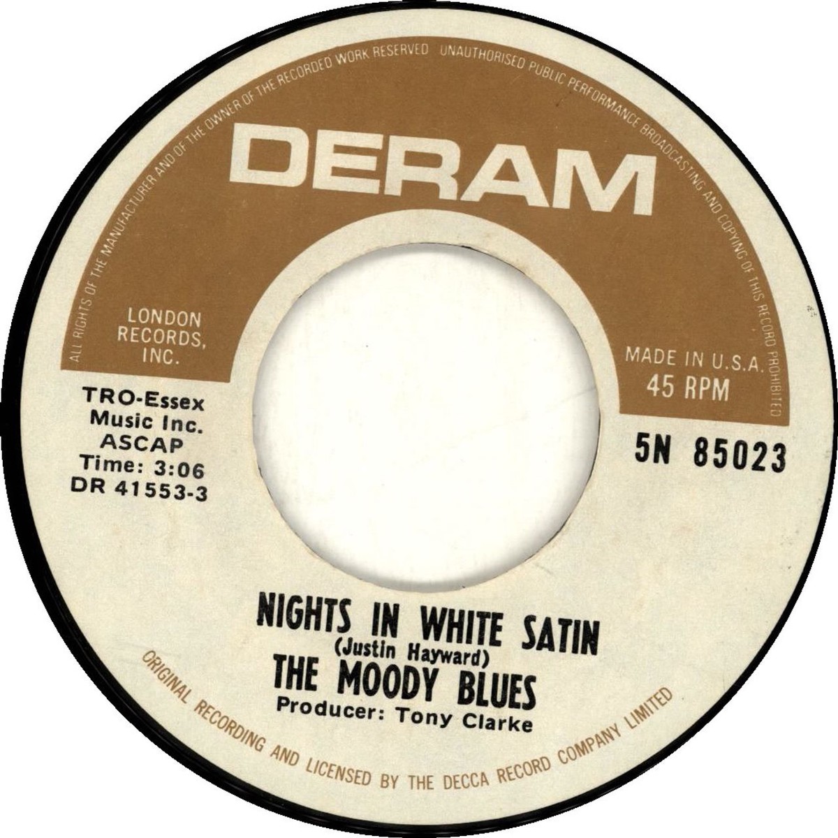 The Moody Blues Nights In White Satin US 7 vinyl