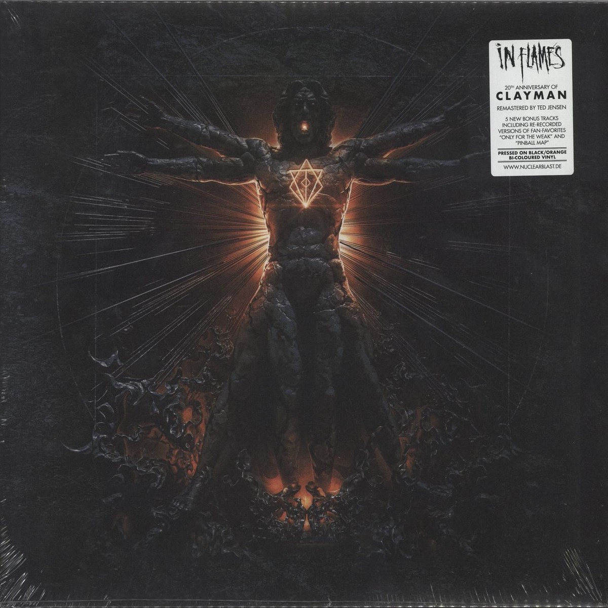 In Flames Clayman – 20th Anniversary Edition 10 – BlackOrange Bi-Colour Vinyl – Sealed German Vinyl LP