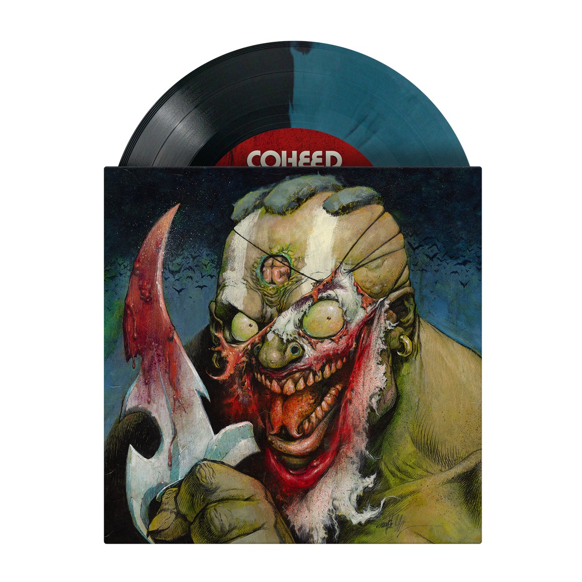 COHEED AND CAMBRIA THE JOKE WITH DERANGED 7 (Limited Edition Only 500 Made Half and Half Sea Blue and Black Vinyl)