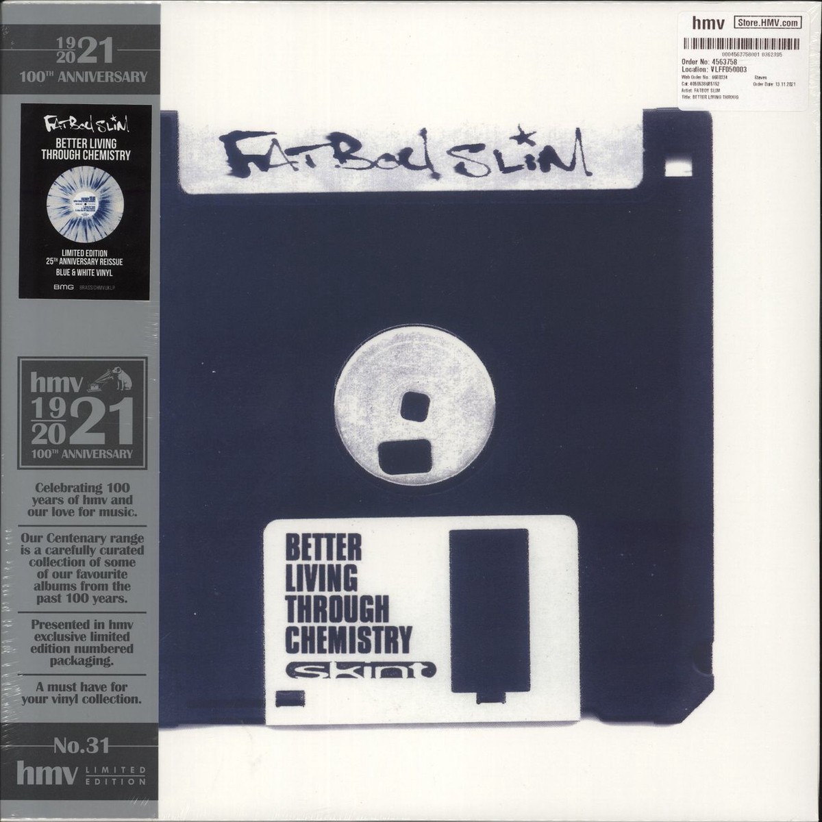 Fatboy Slim Better Living Through Chemistry – 180gm Blue White Quarter Split Vinyl – Sealed UK 2-LP vinyl set