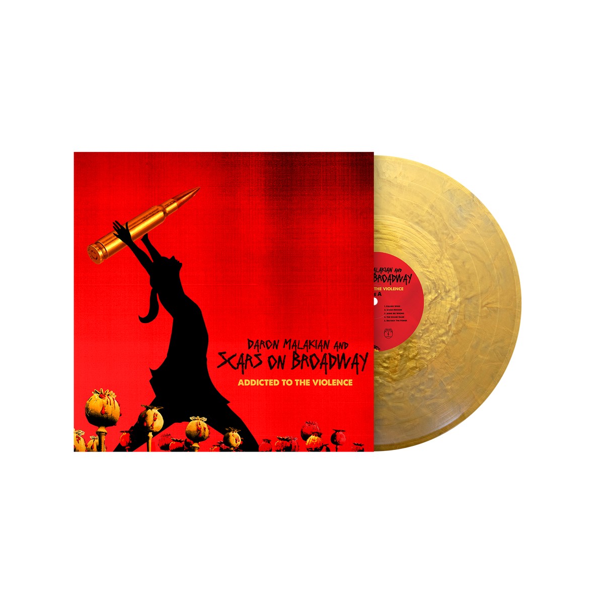 DARON MALAKIAN AND SCARS ON BROADWAY ADDICTED TO THE VIOLENCE LP (Limited Edition Only 300 Made Metallic Gold Vinyl)