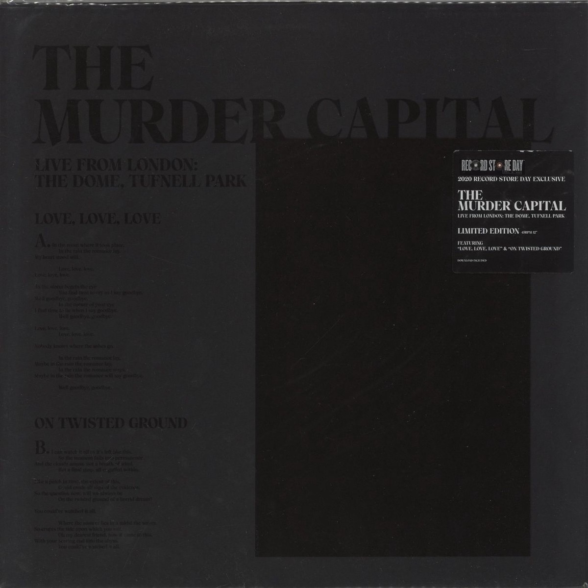 The Murder Capital Live From London The Dome Tufnell Park – RSD20 UK 12 vinyl