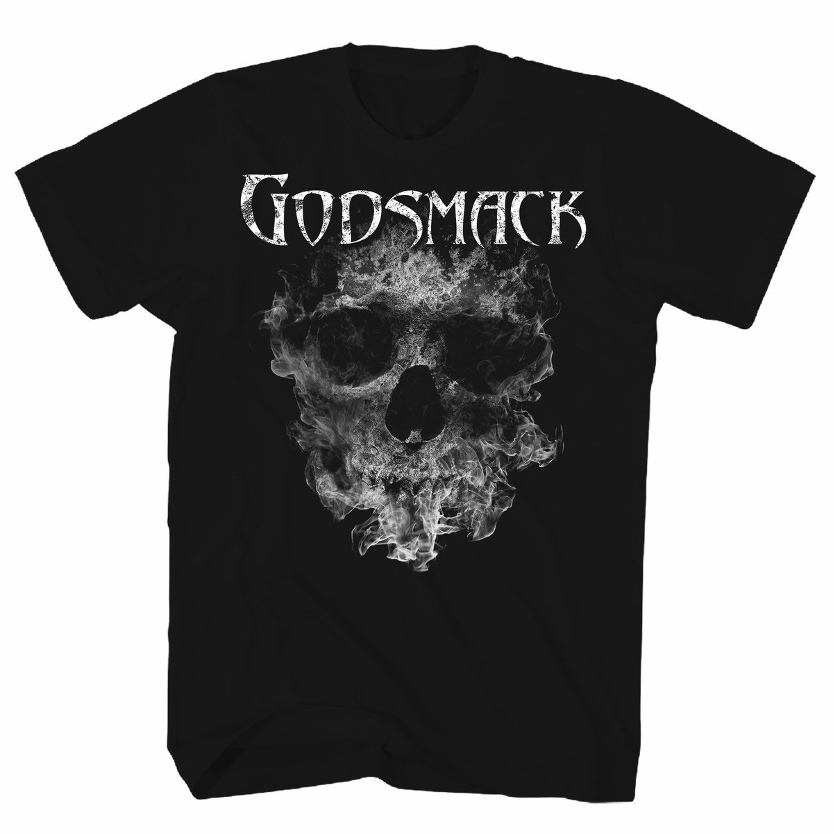 GODMACK SMOKING SKULL BLACK T-SHIRT