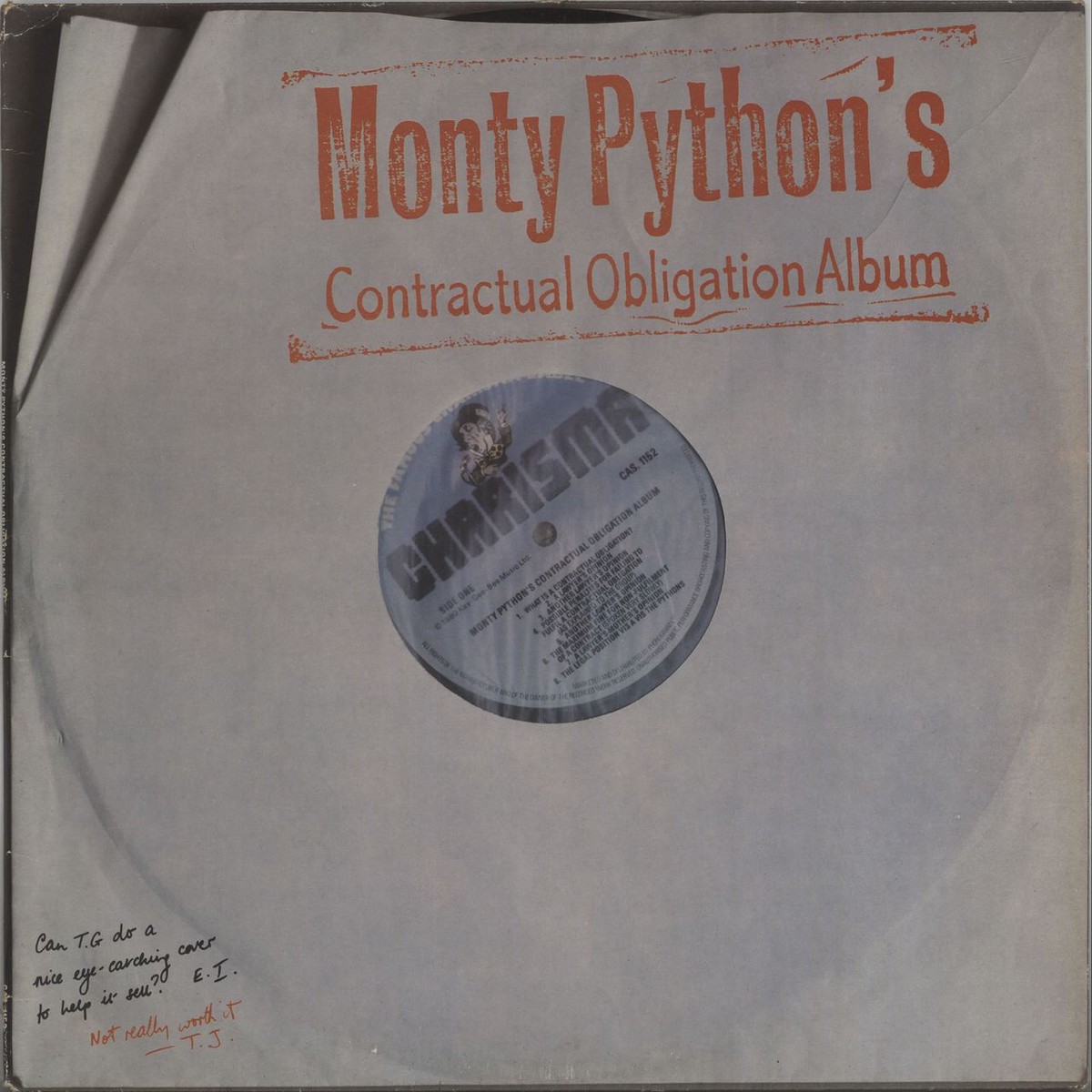 Monty Python Contractual Obligation Album – censored UK Vinyl LP