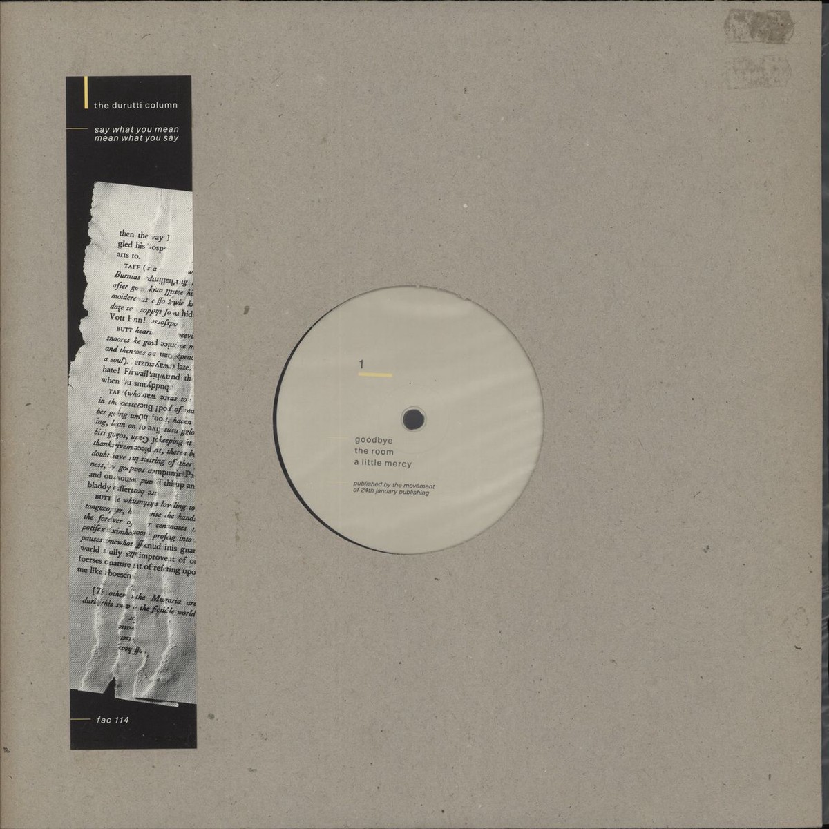 The Durutti Column Say What You Mean Mean What You Say UK 12 vinyl