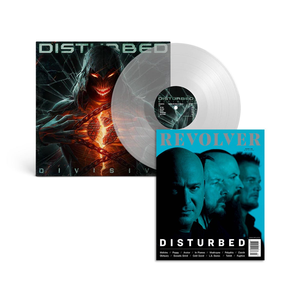 DISTURBED DIVISIVE LP (Limited Edition Clear Vinyl) Revolver Winter 2022 Issue