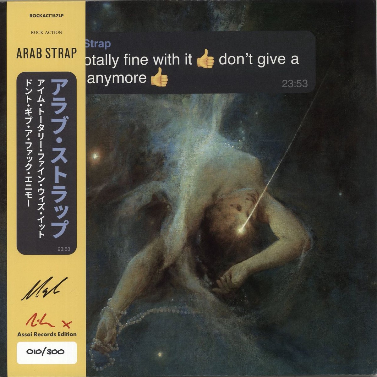 Arab Strap Im Totally Fine With It Dont Give A Fuck Anymore – Yellow Vinyl – Autographed Obi UK Vinyl LP