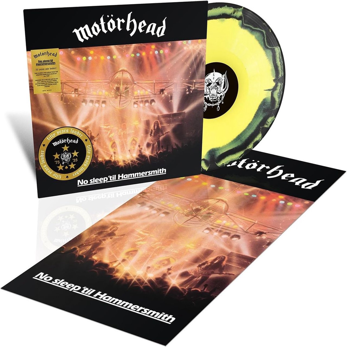 Motorhead No Sleep til Hammersmith - Yellow Black Vinyl Poster - Sealed UK Vinyl LP