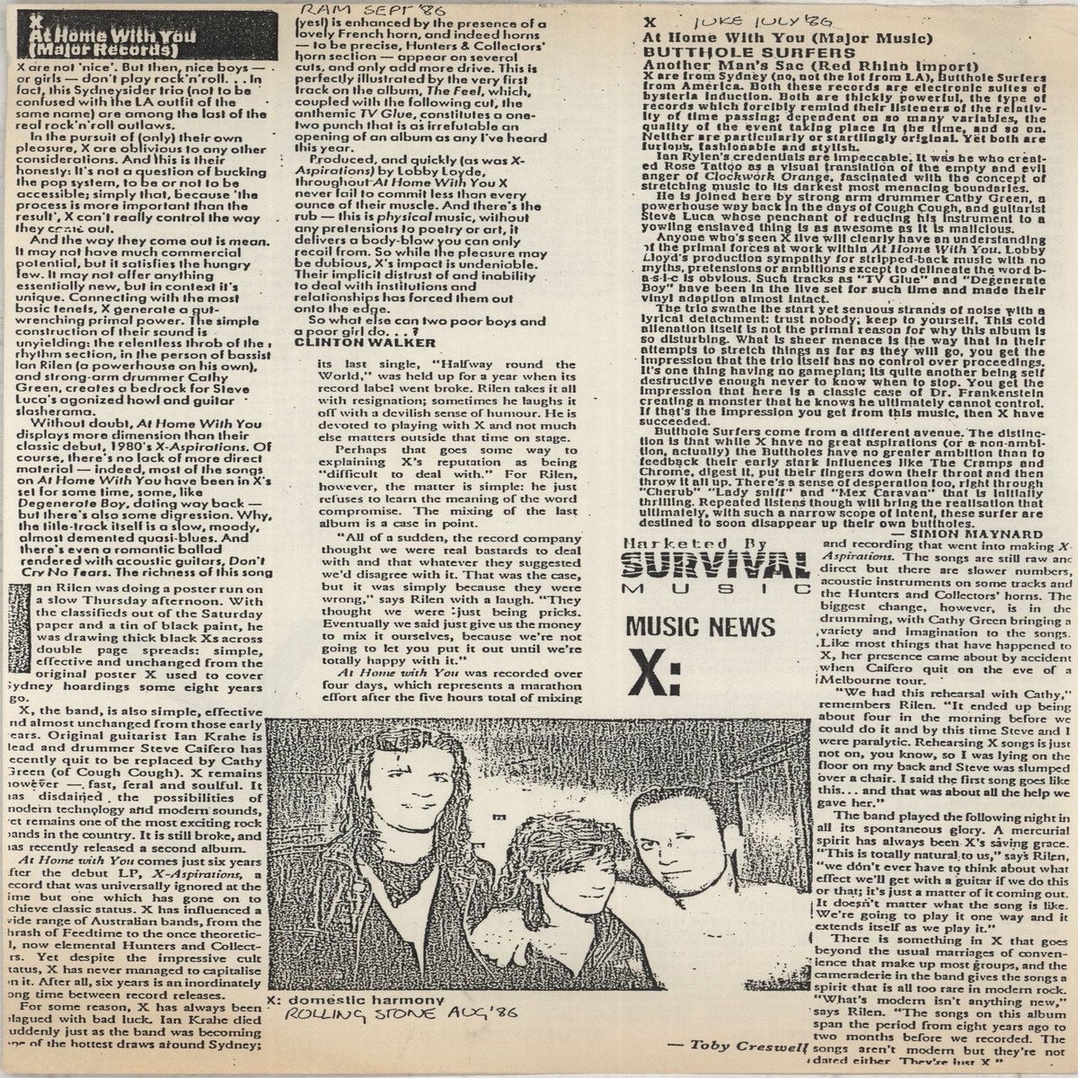 X At Home with You Australian Vinyl LP