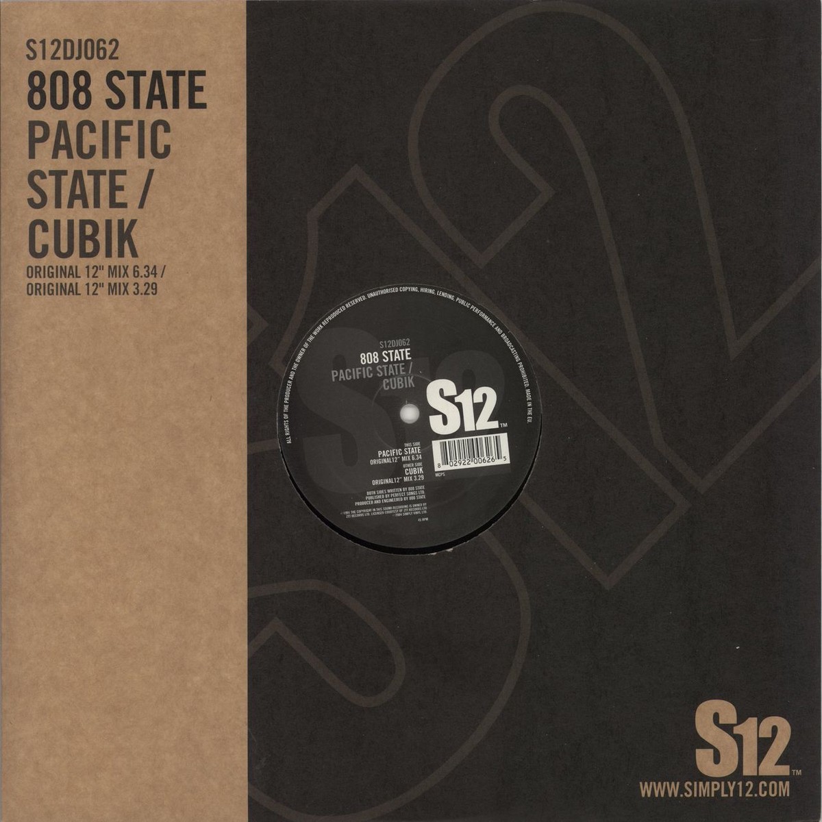 808 State Pacific State Cubik UK 12 vinyl