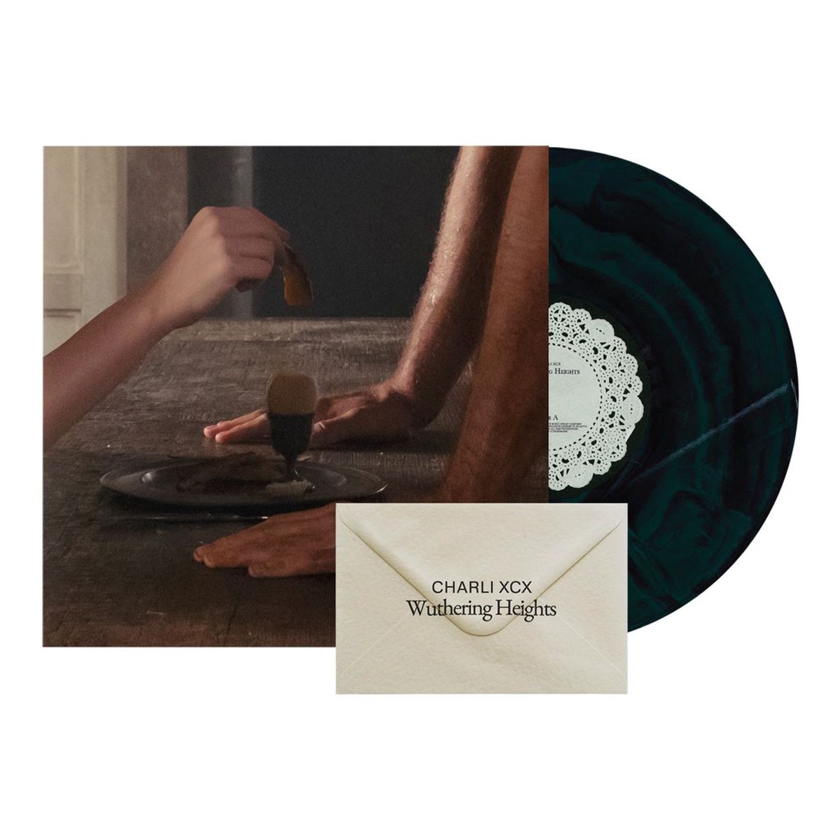 Charli XCX Wuthering Heights - Black Green Marbled Vinyl Lyric Envelope - Sealed UK Vinyl LP
