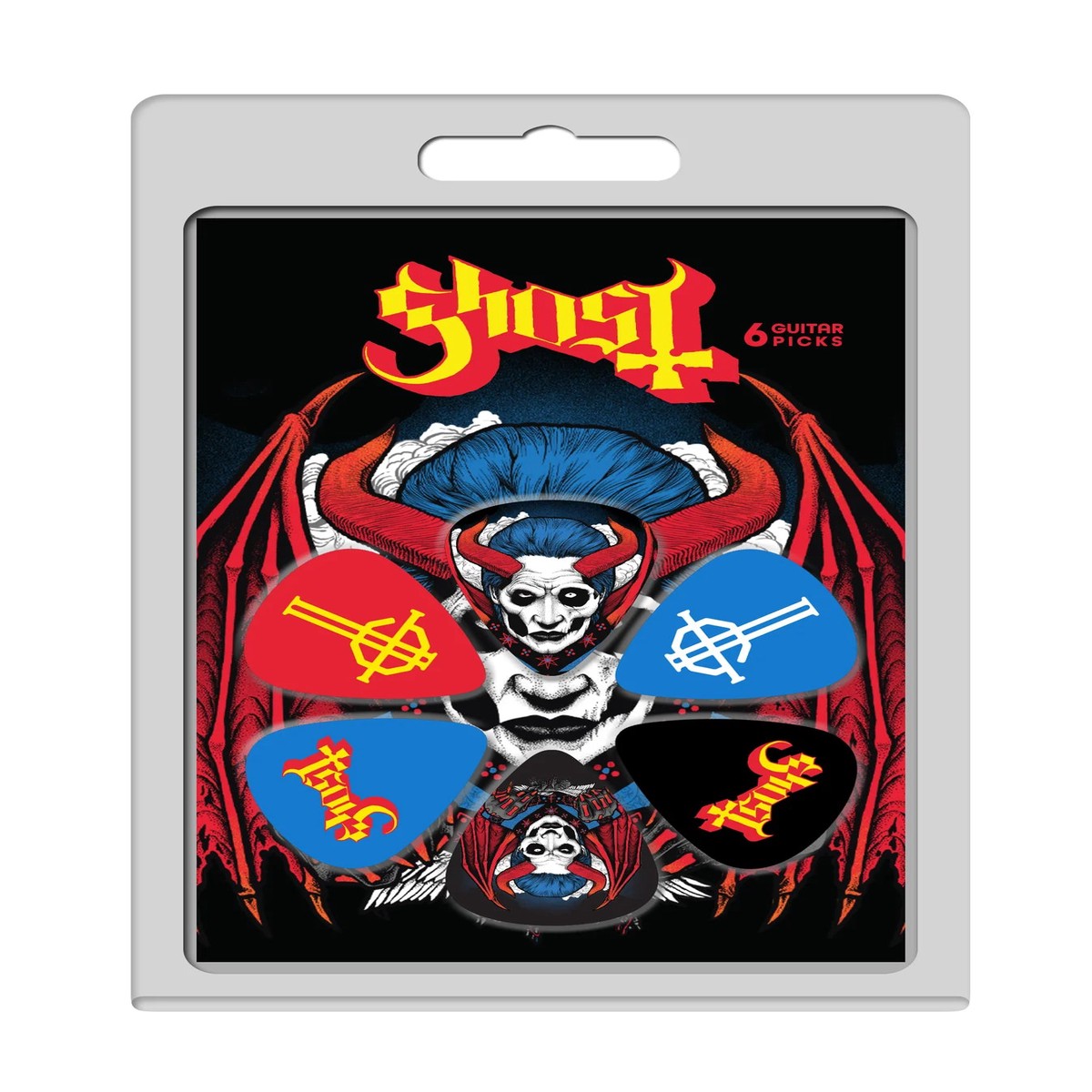 GHOST - PAPA EMERITUS IV LOGO and GRUCIFIX GUITAR PICKS - 6 PACK