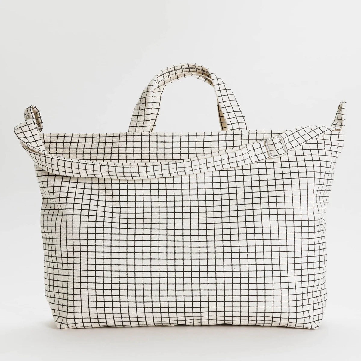 Natural Grid - Baggu Duck Tote (Canvas) - Horizonal Zip